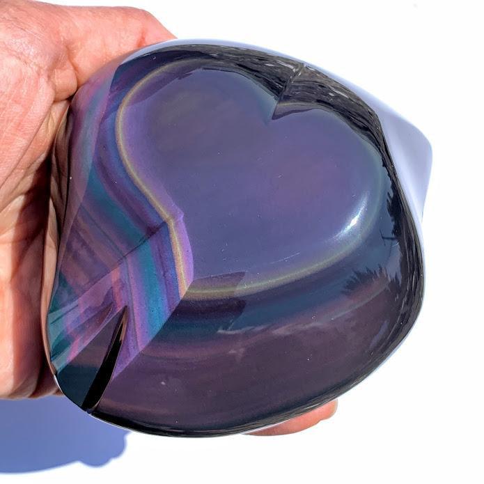 Breathtaking Chunky Rainbow Obsidian Heart Free Form Display Specimen From Mexico - Earth Family Crystals