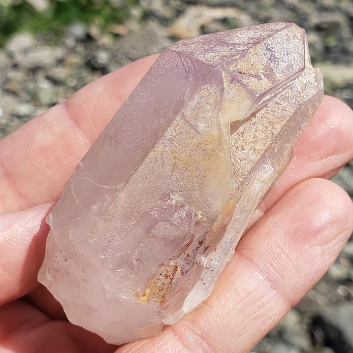 Fascinating Inter-grown Amethyst Quartz Points With Speckled Red Lepidocrocite Inclusions Specimen - Earth Family Crystals