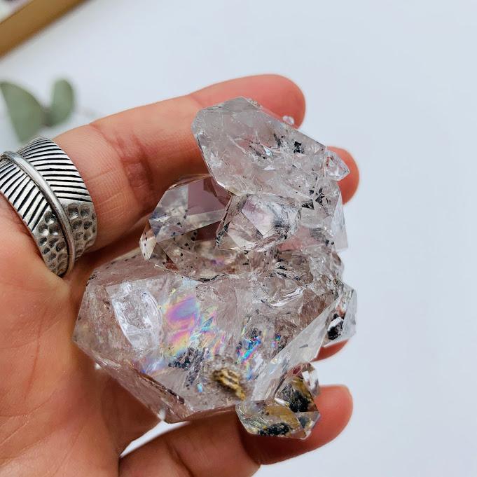Fantastic Large Herkimer Diamond Cluster Filled With Rainbows From New York - Earth Family Crystals