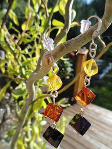 Amber Cube Earrings - Earth Family Crystals