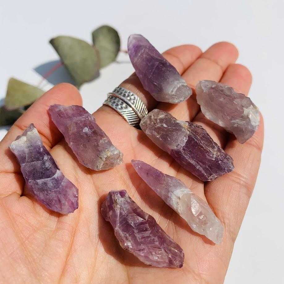 Set of 7 Small Genuine Auralite-23 Points From Ontario, Canada -Ideal for Grids