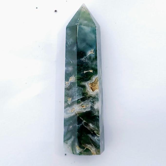 Polished Moss Agate Standing Display Tower #6 - Earth Family Crystals