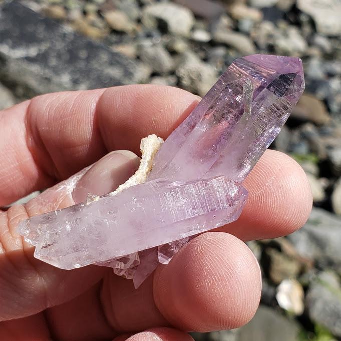 Brilliant Lavender Vera Cruz Amethyst Double Terminated Intertwined Cluster - Earth Family Crystals