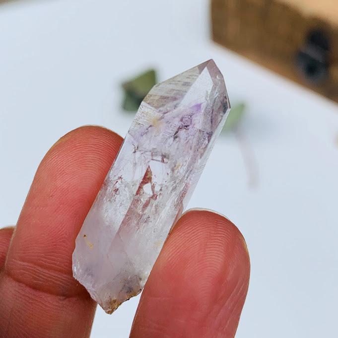 Very Rare 2 Moving Water Bubble Inclusions~ Lavender Purple & Clear Brandberg Amethyst Point from Namibia - Earth Family Crystals
