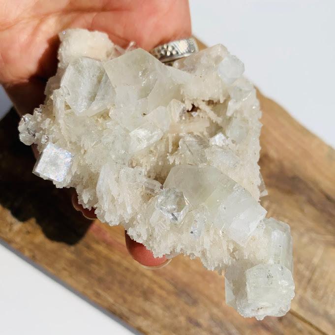 Unusual Clear Chalcedony  Points With Apophyllite & Heulandite Nestled Matrix From India - Earth Family Crystals