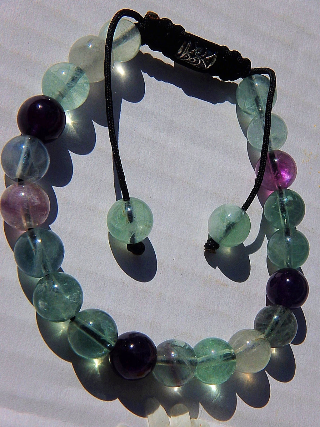 Brilliant Rounded Beads Rainbow Fluorite Adjustable Bracelet - Earth Family Crystals