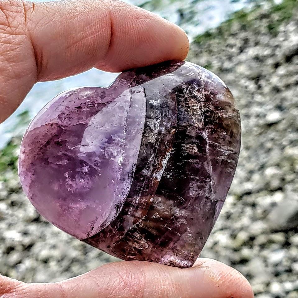 Fabulous Super 7 Love Heart Carving From Brazil #1 - Earth Family Crystals