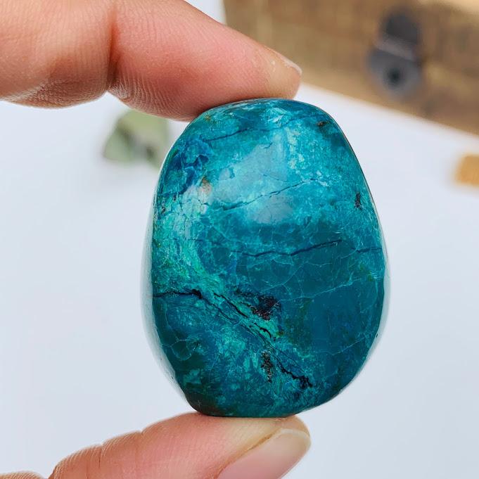 Robin Egg Turquoise Chrysocolla Palm Stone #2 - Earth Family Crystals