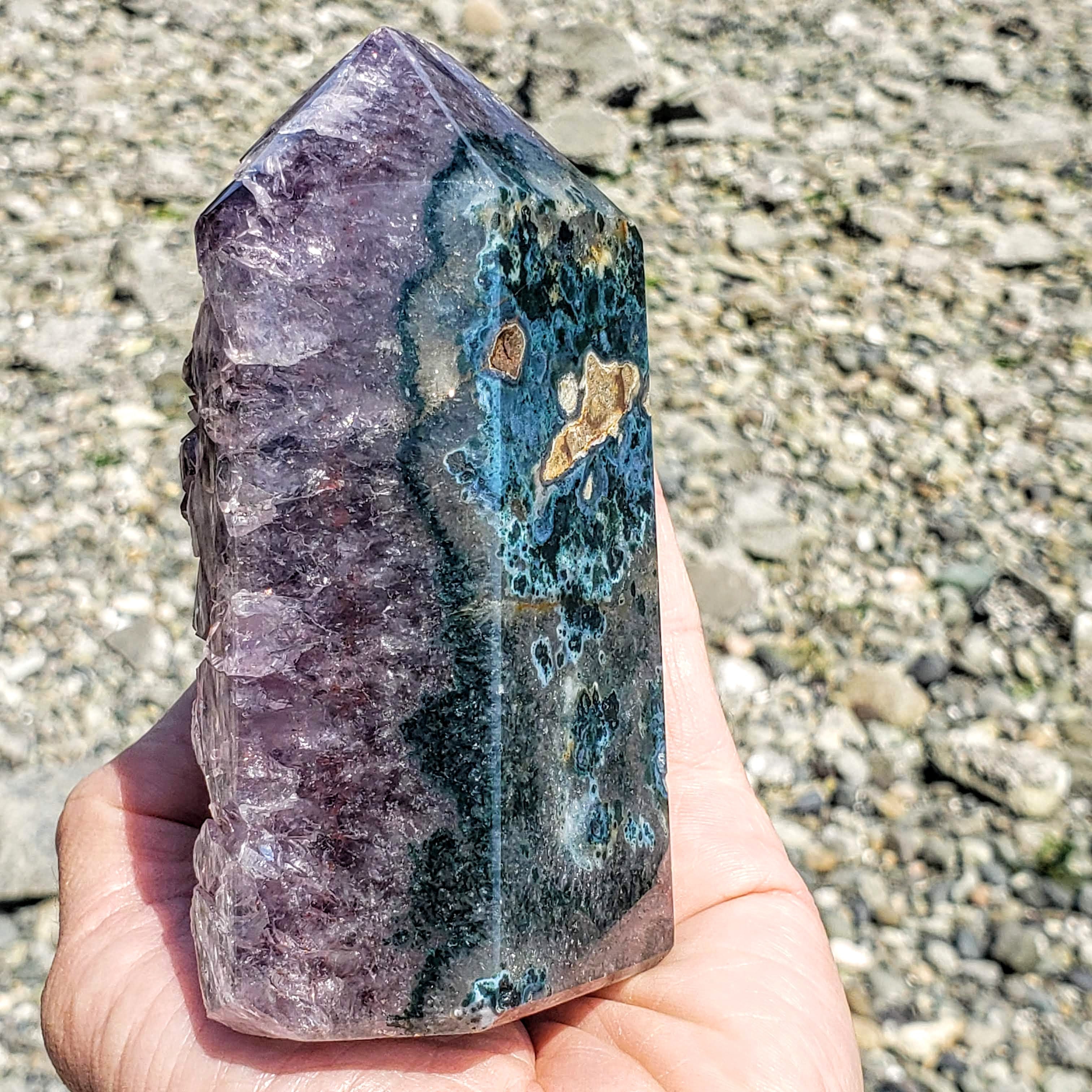 Fascinating Large Deep Purple Amethyst Standing Display Point Partially Polished From Uruguay - Earth Family Crystals