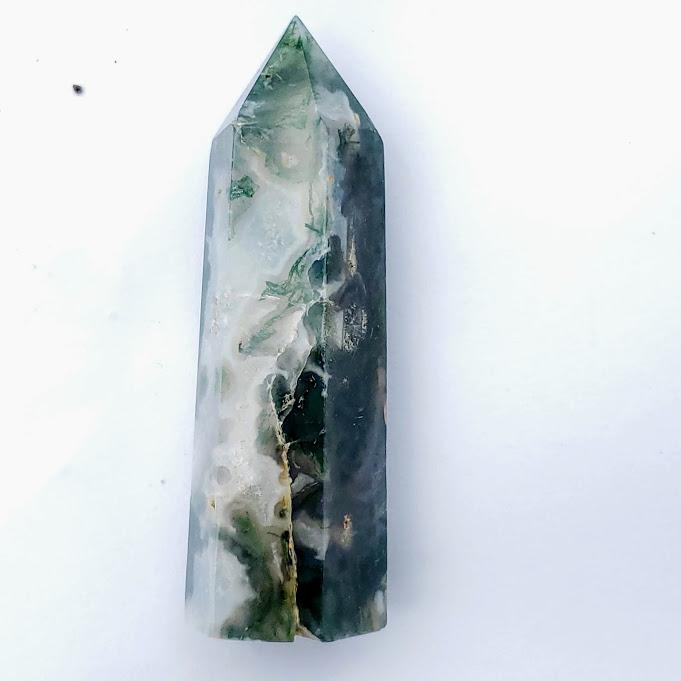 Polished Moss Agate Standing Display Tower #7 - Earth Family Crystals