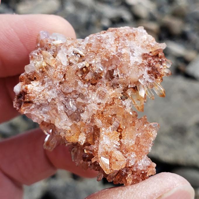One of a Kind Orange Creedite Spiky Cluster with Fluorite Inclusions from Mexico #3