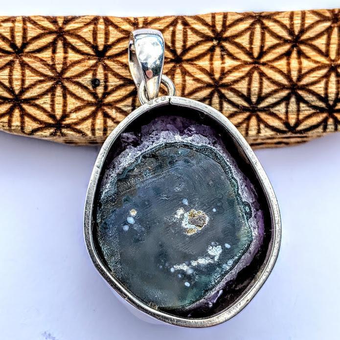 Big raw Chunky Amethyst Druzy Sterling Silver Pendant (Includes Silver Chain) - Earth Family Crystals
