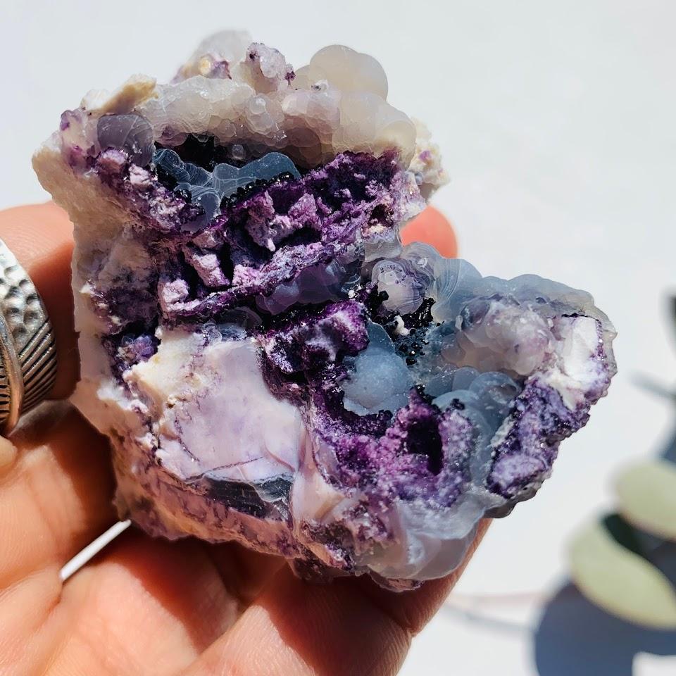 Rare Druzy Purple Crystalline & Bytrodial Formation Raw Tiffany Stone Collectors Specimen - Earth Family Crystals