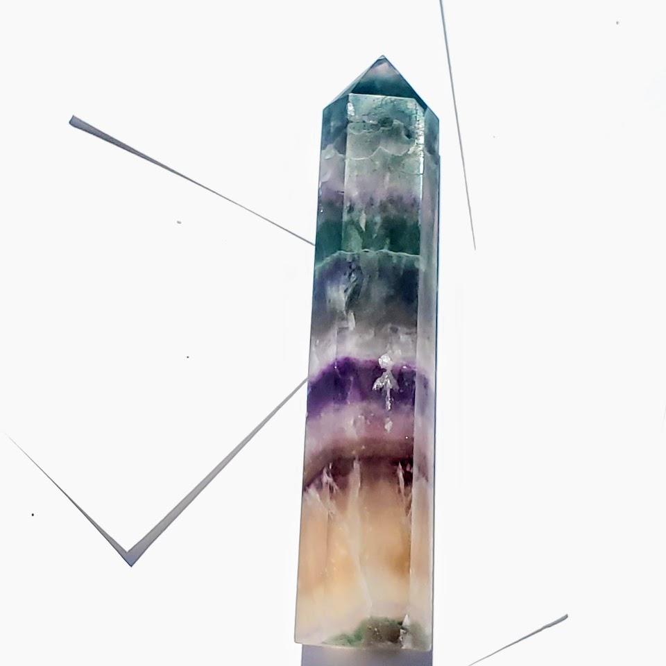 Rare Pink Inclusions Rainbow Fluorite Large Standing Tower #3 - Earth Family Crystals