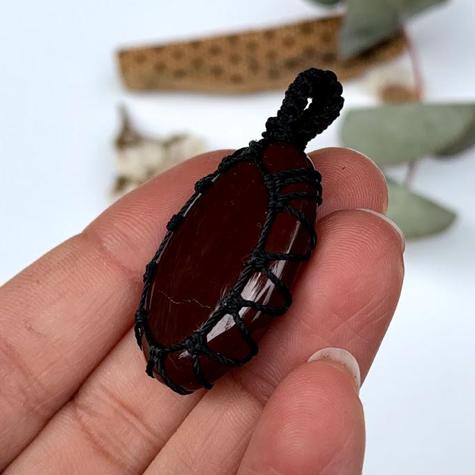 Handmade Mahogany Obsidian Macrame Pendant8 - Earth Family Crystals