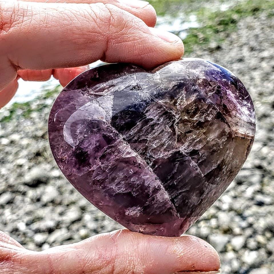 Fabulous Super 7 Love Heart Carving From Brazil #2 - Earth Family Crystals