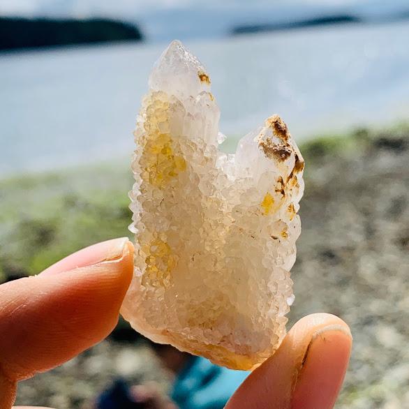 Twin Spirit Quartz Point With Citrine Inclusions From South Africa - Earth Family Crystals