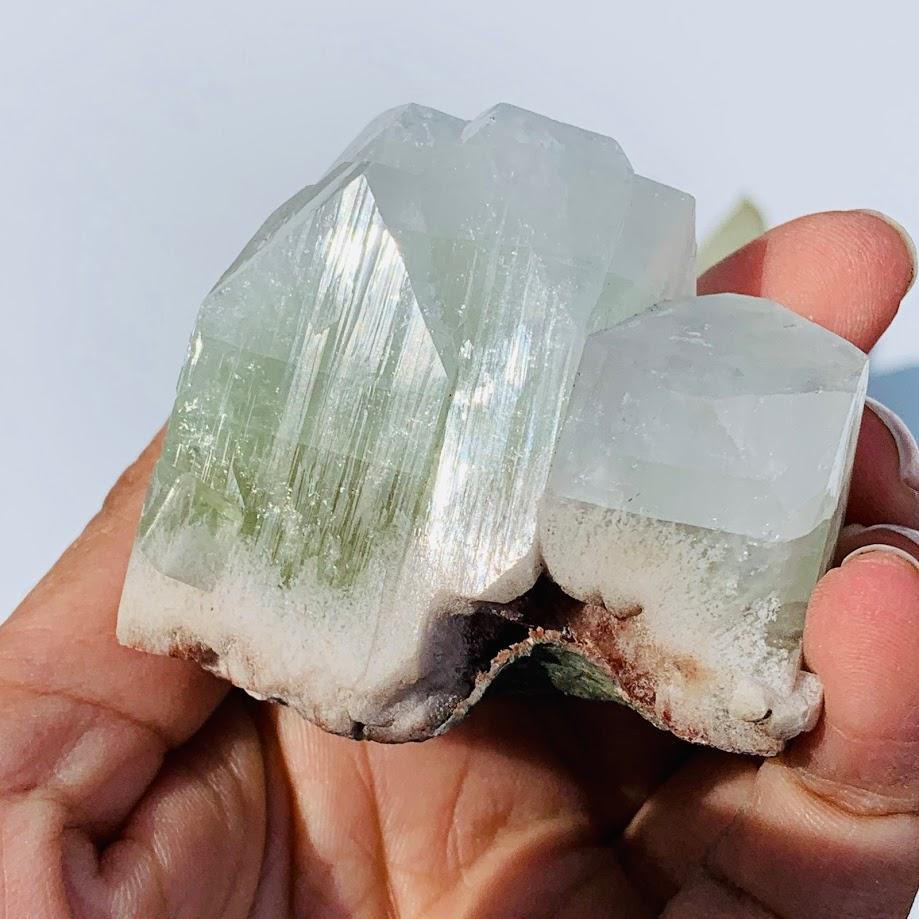 Gemmy Green & Clear Apophyllite Cluster from India #9 - Earth Family Crystals