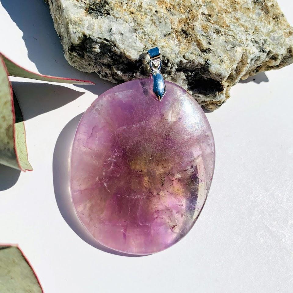 Genuine Polished Auralite-23 Chunky Reiki Pendant (Includes Silver Chain) #1 - Earth Family Crystals