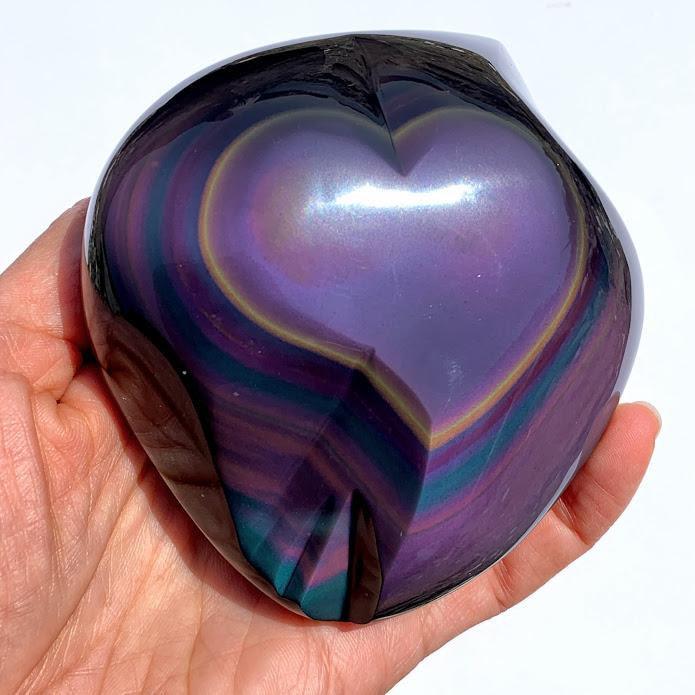 Breathtaking Chunky Rainbow Obsidian Heart Free Form Display Specimen From Mexico - Earth Family Crystals