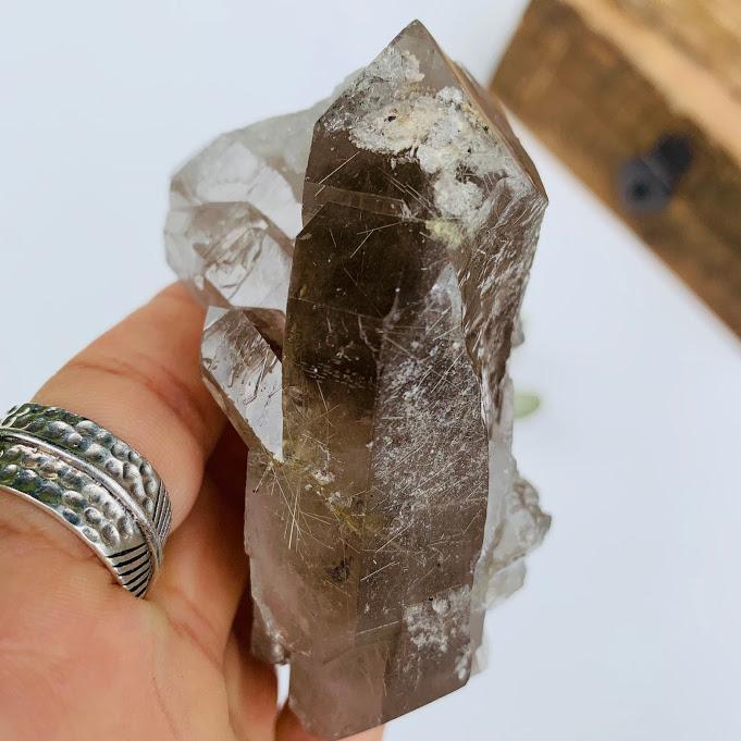 Powerful Rutilated Smoky Quartz Double Terminated Cluster From Brazil