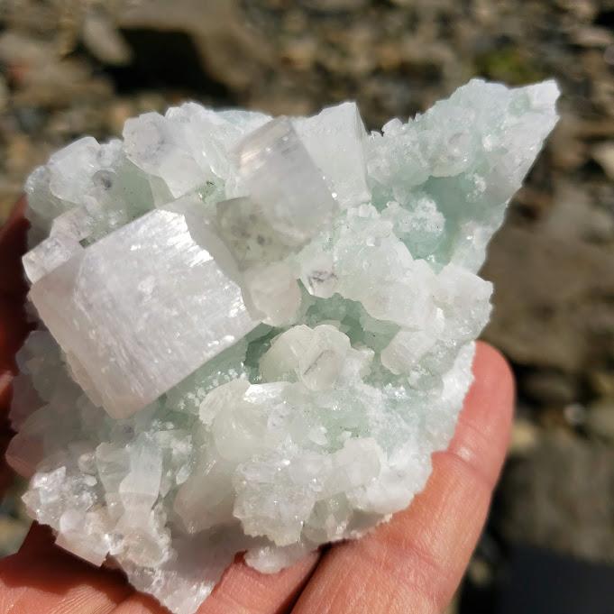 Stunning Mint Green Prehnite & Apophyllite Natural Cluster From India - Earth Family Crystals