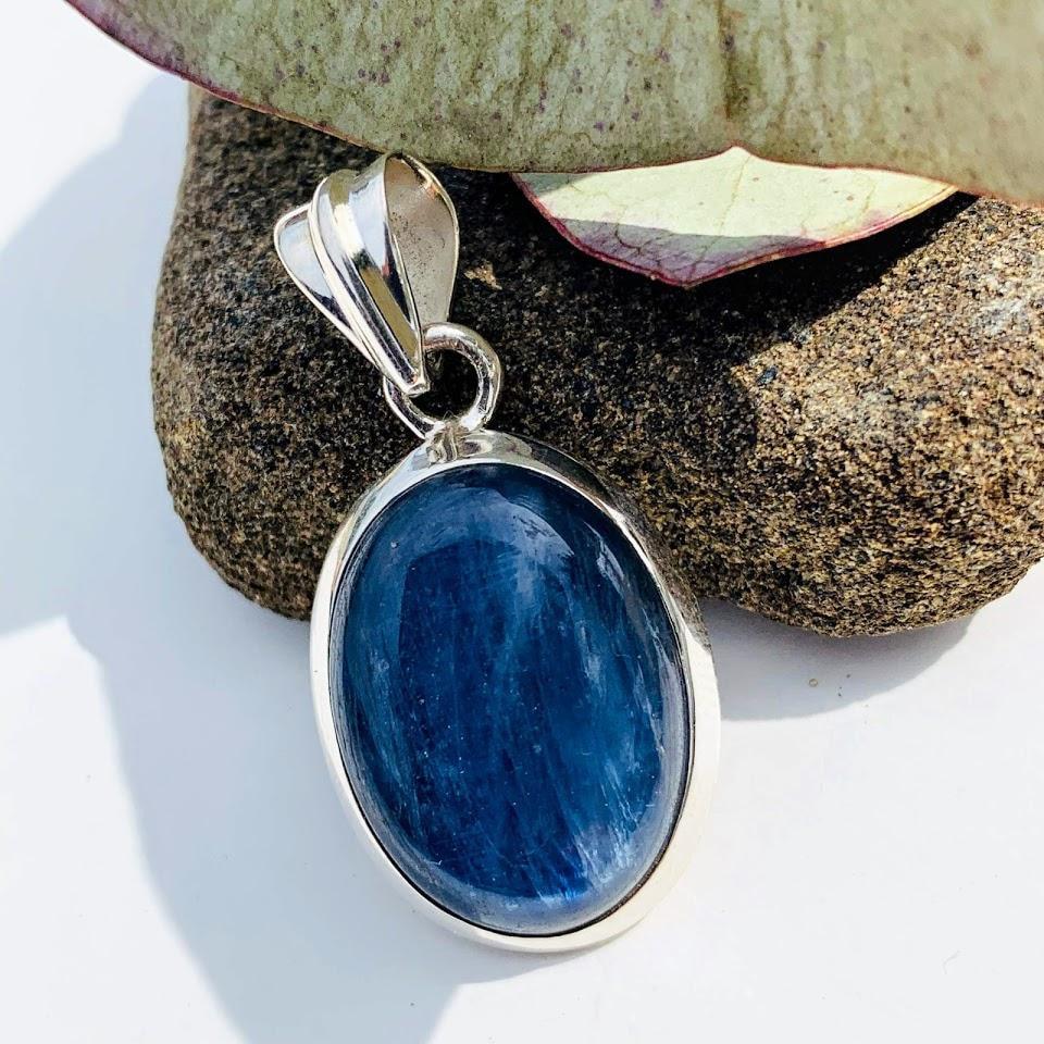 Dancing Sheen Blue Kyanite Sterling Silver Pendant (Includes Silver Chain) REDUCED - Earth Family Crystals