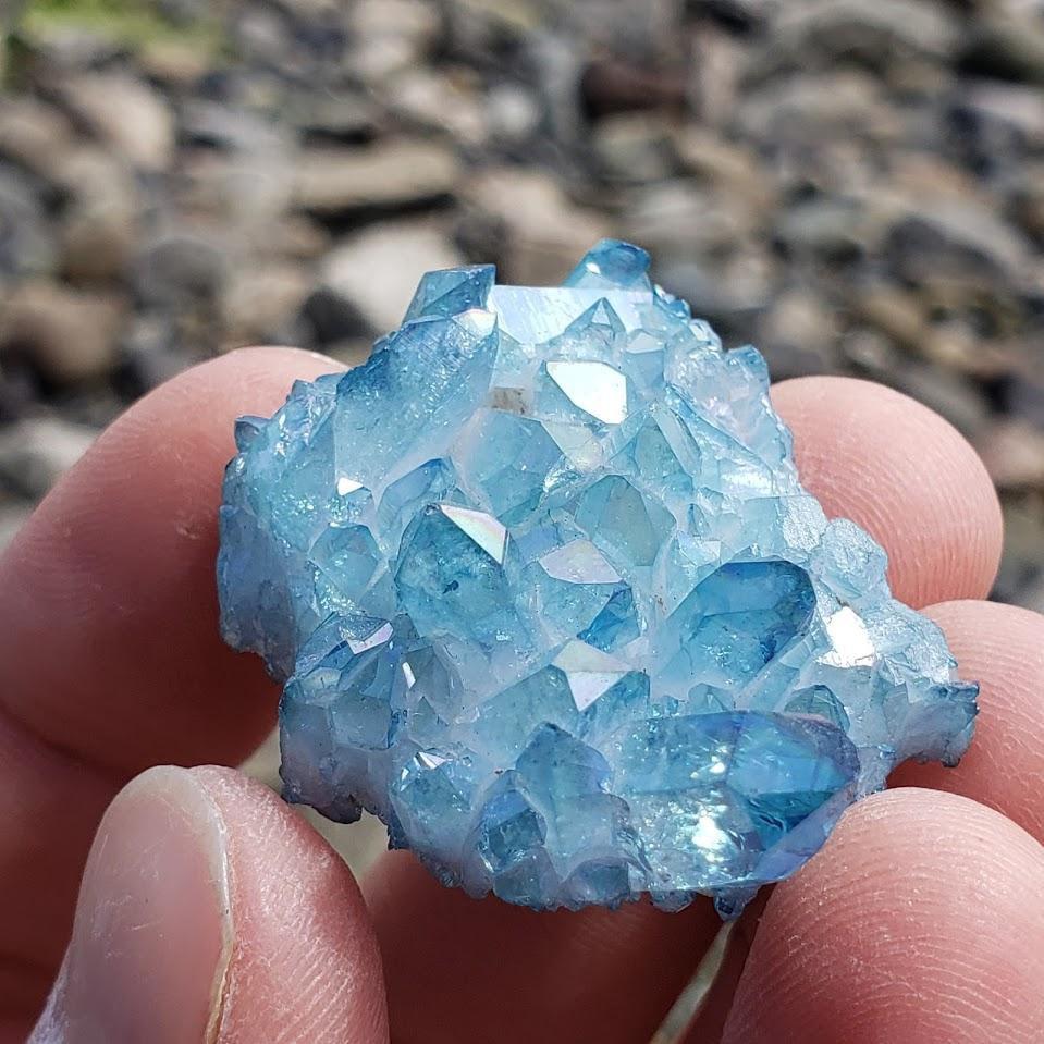 Aqua Aura Blue Druzy Quartz Cluster from Arkansas #3 - Earth Family Crystals