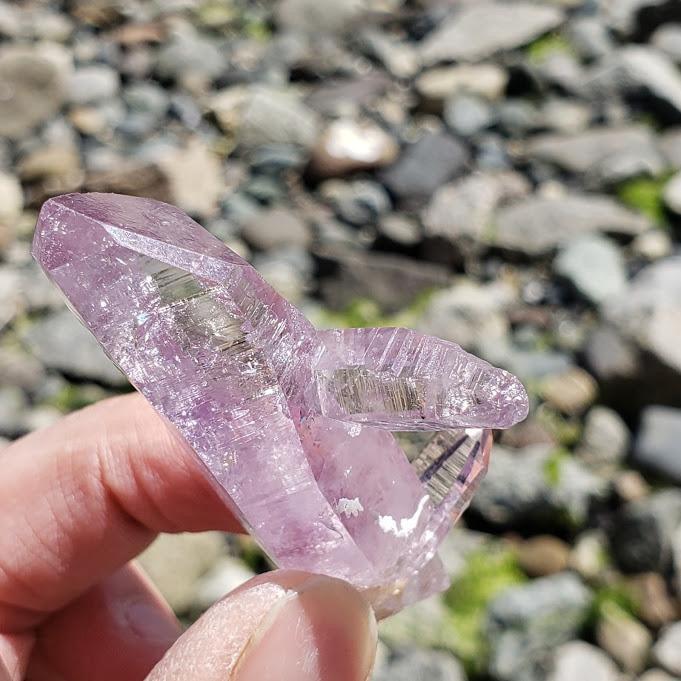 Brilliant Double Terminated Vera Cruz Amethyst Self Healed Point Cluster - Earth Family Crystals