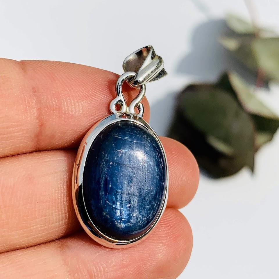Dancing Sheen Blue Kyanite Sterling Silver Pendant (Includes Silver Chain) #2 - Earth Family Crystals