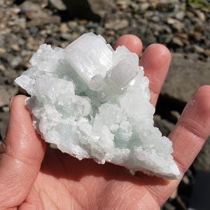 Stunning Mint Green Prehnite & Apophyllite Natural Cluster From India - Earth Family Crystals