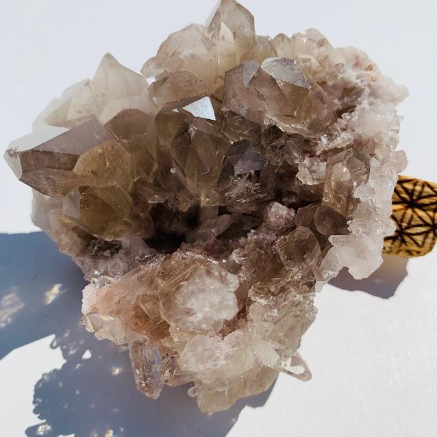 Incredible Rutilated Smoky Quartz Large Druzy Cluster From Brazil