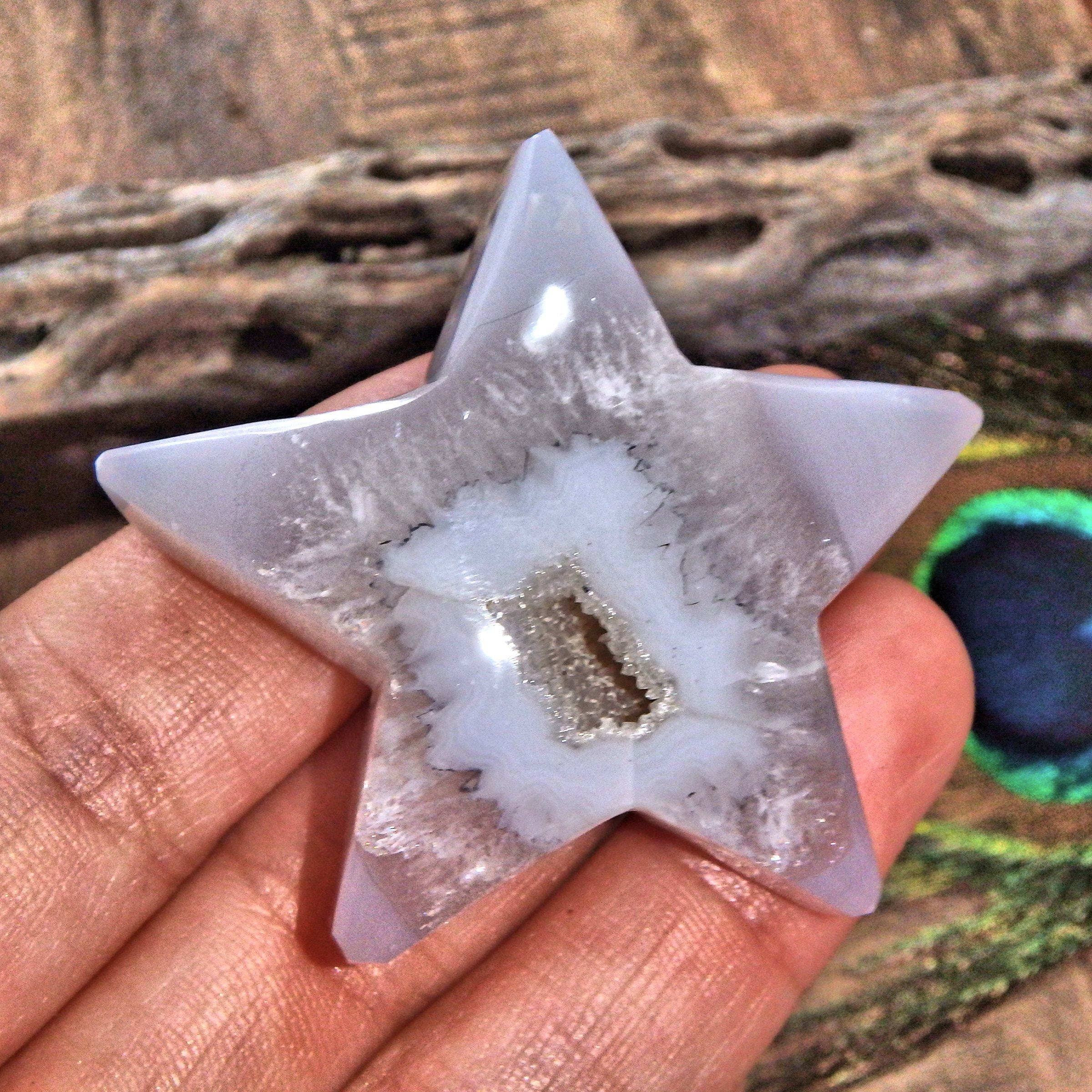 Cute Quartz Geode & Agate Star Carving (Reduced) - Earth Family Crystals