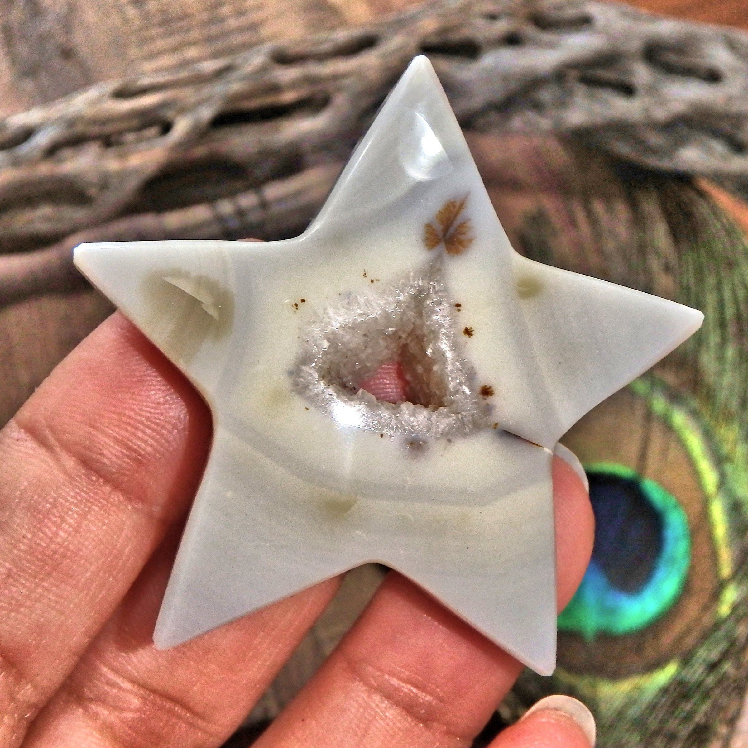 Cute Quartz Geode & Agate Star Carving 1 - Earth Family Crystals