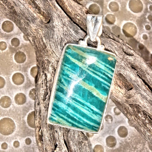 Sea Goddess Amazonite Pendant in Sterling Silver (Includes Silver Chain)