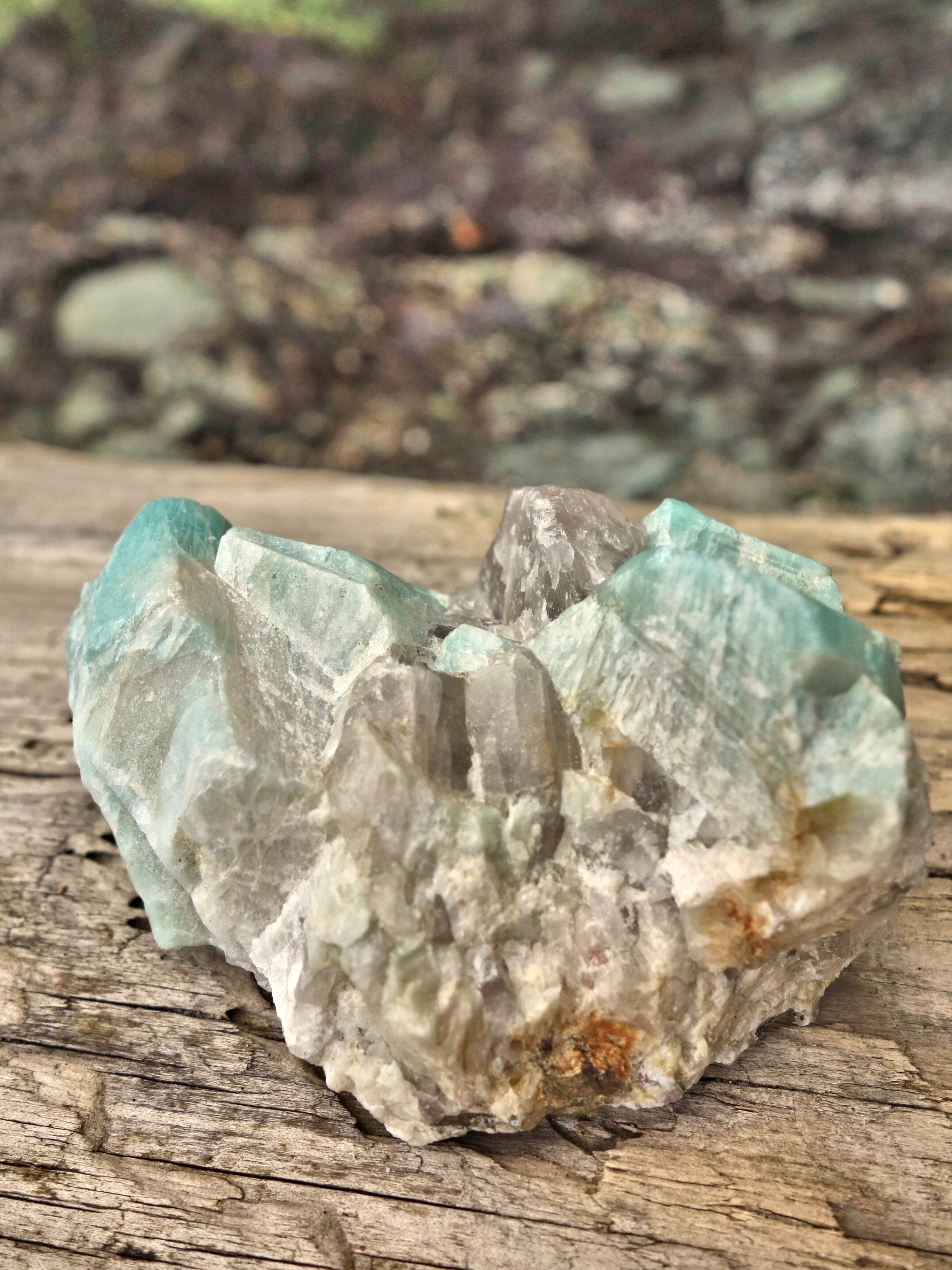 Soft Blue Amazonite & Quartz Natural Specimen 1 - Earth Family Crystals