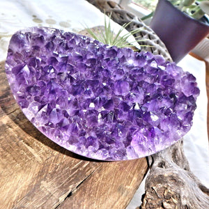 Amazing Large Amethyst Partial Sphere Carving With Fantastic Underside Natural Flower Pattern - Earth Family Crystals