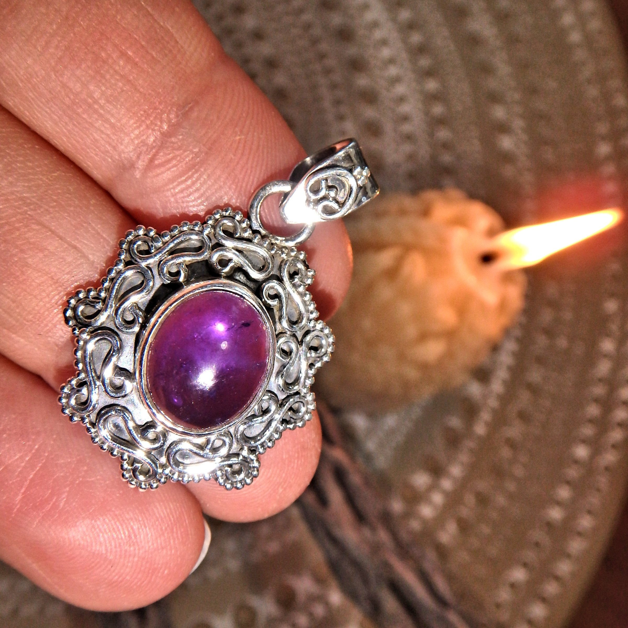 Purple Lust Amethyst Pendant Sterling Silver (Includes Silver Chain)