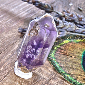 Beautiful Druzy Crusted Brandberg Amethyst Collectors Point From Namibia - Earth Family Crystals