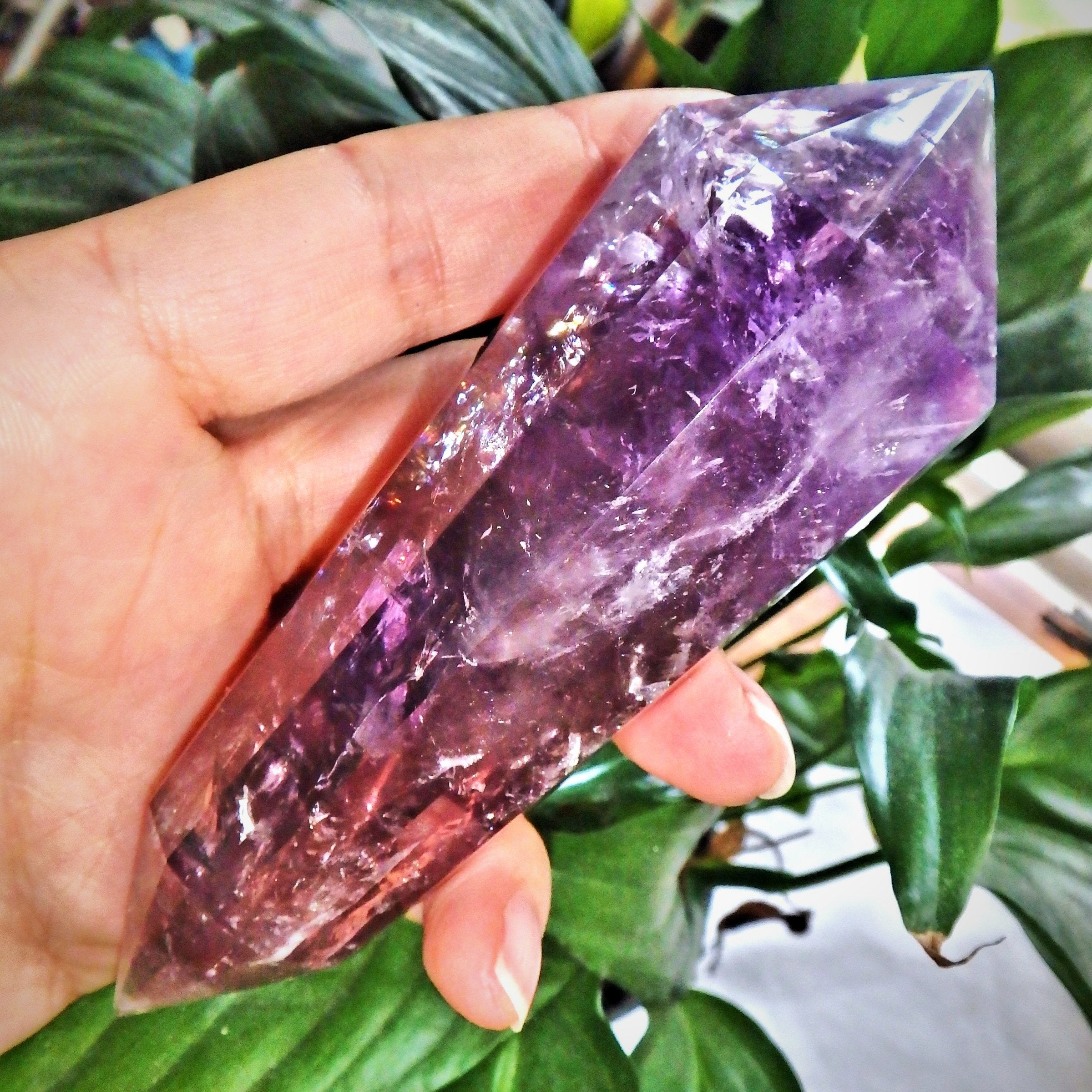 Fantastic Rainbows Amethyst Vogel Carving From Brazil - Earth Family Crystals