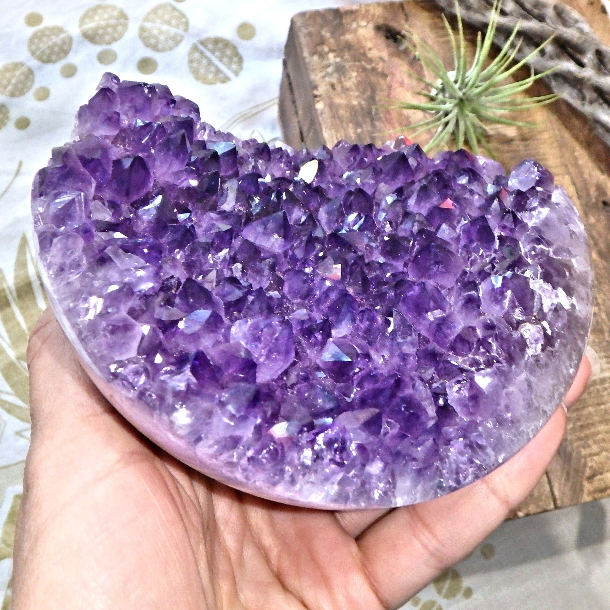 Amazing Large Amethyst Partial Sphere Carving With Fantastic Underside Natural Flower Pattern - Earth Family Crystals