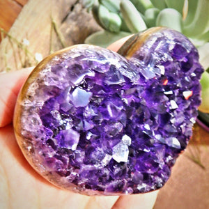 AA Grade Breathtaking Deep Grape Purple Amethyst Druzy Heart Carving 1 - Earth Family Crystals