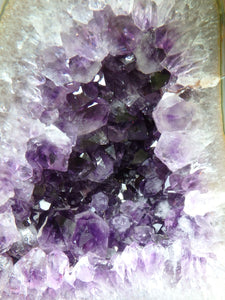 Reserved for Gina D. Large Deep Purple Points Amethyst Geode & Blue Agate Combo Display Specimen - Earth Family Crystals