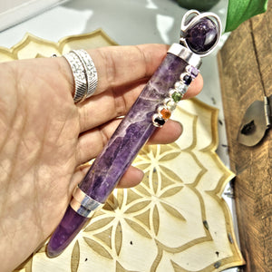 RESERVED For Michael~Gorgeous Faceted Chakra Gemstones On Amethyst Healing Wand - Earth Family Crystals