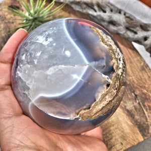 Fantastic Amethyst Druzy Geode & Blue Agate Large Sphere Carving - Earth Family Crystals
