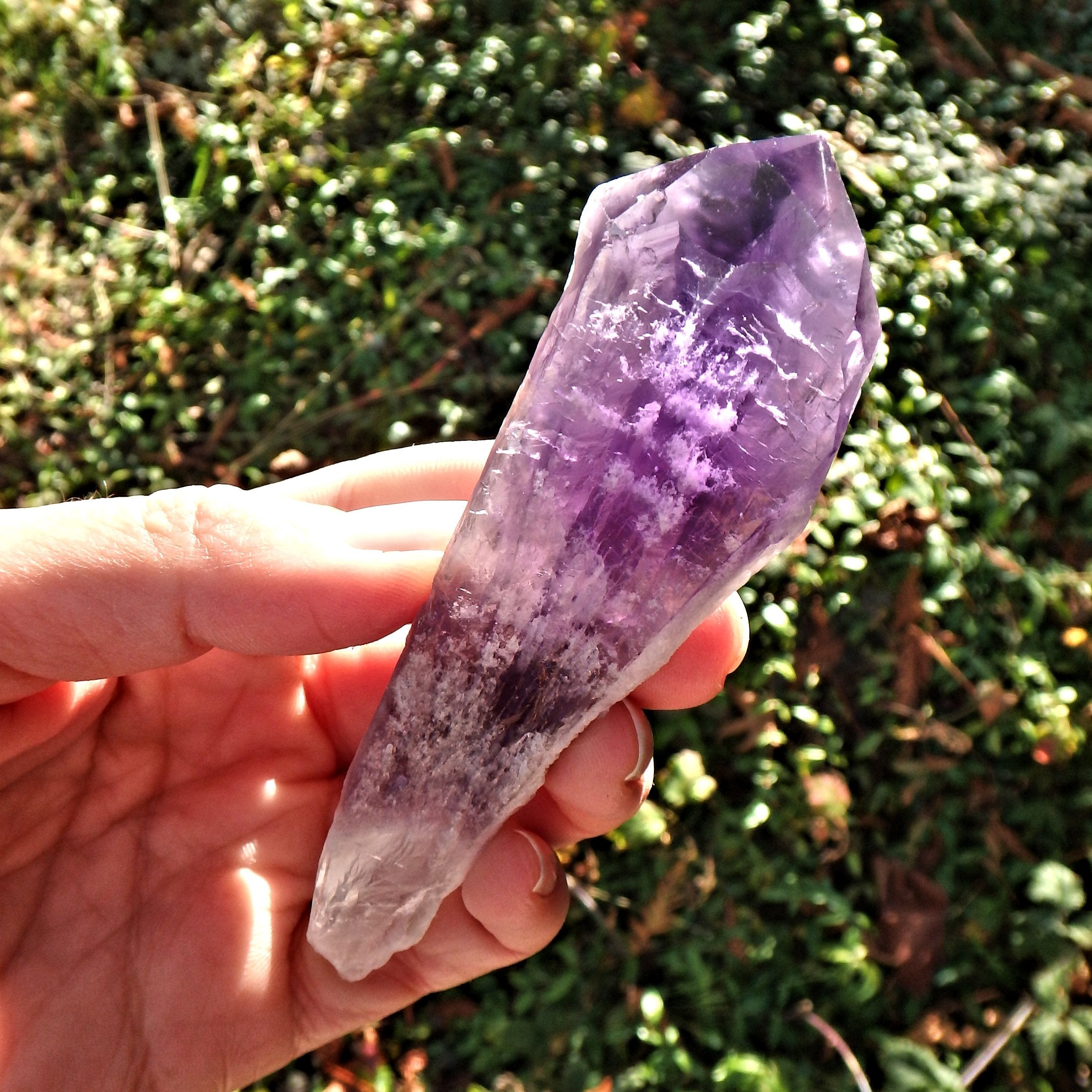 New Find~Stunning Medium Amethyst Elestial Phantom Quartz Point From Bahia, Brazil 2 - Earth Family Crystals