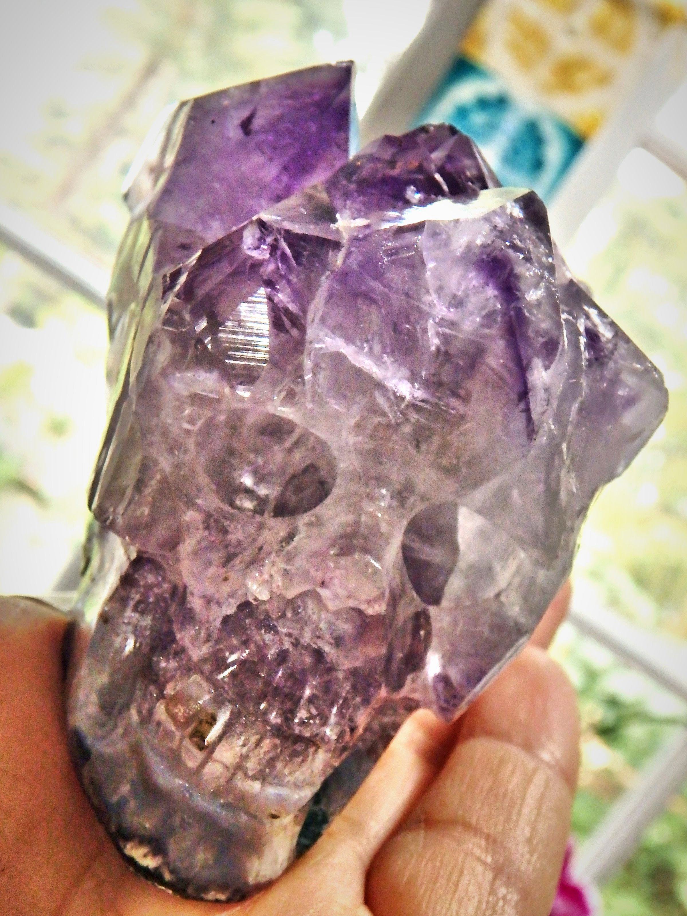 Breathtaking Amethyst Skull Carving With Personality - Earth Family Crystals