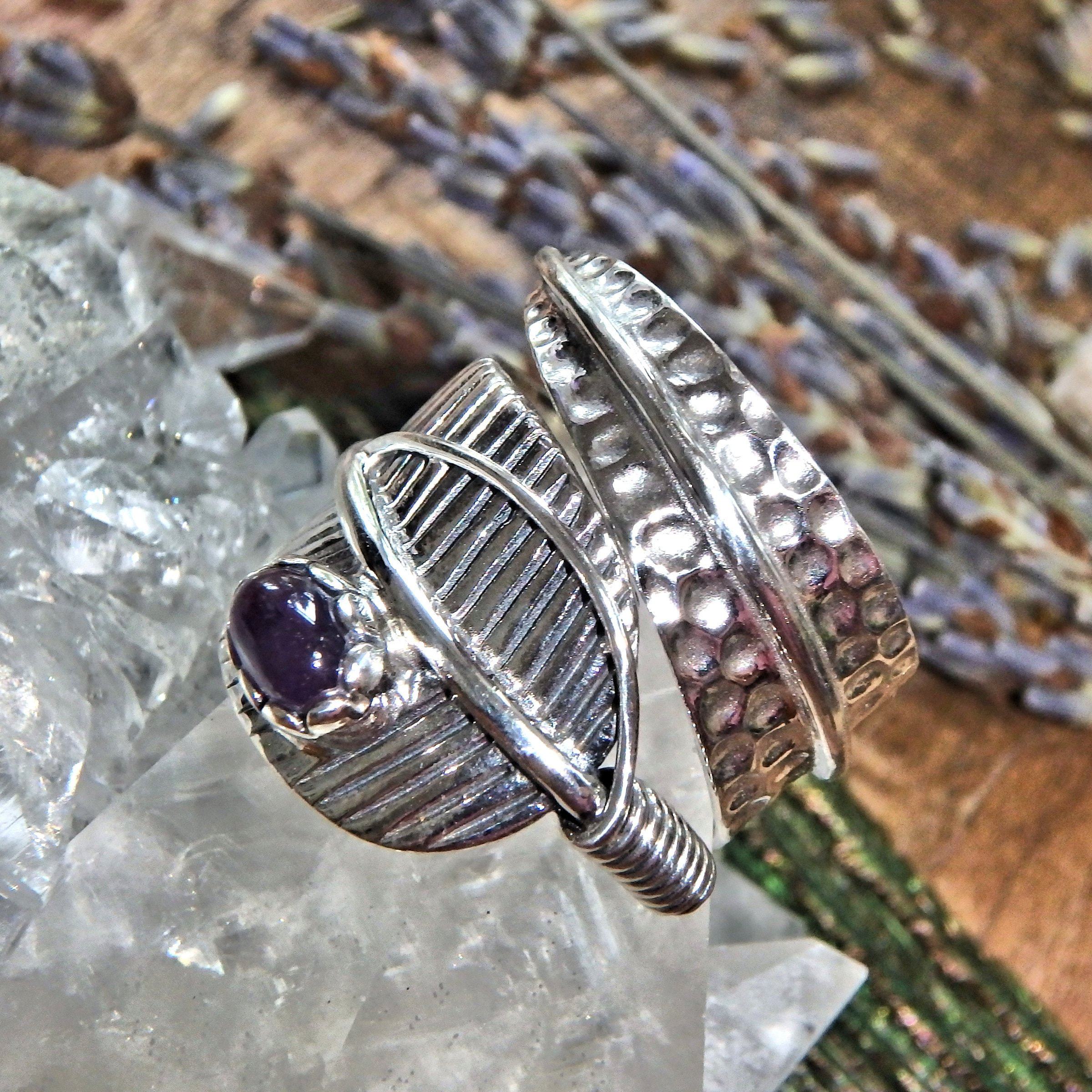Chunky Amethyst  Sterling Silver Ring (Size 8) - Earth Family Crystals