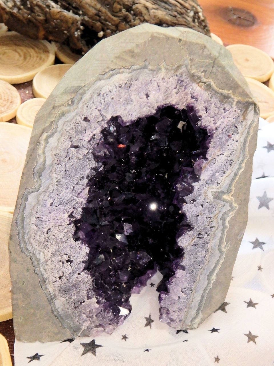 Unpolished Dark Purple Standing Amethyst Geode From Uruguay - Earth Family Crystals