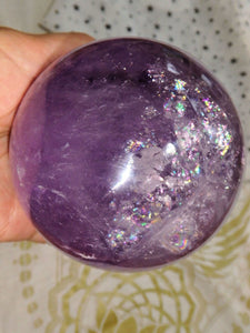 Purple Passion Jumbo Amethyst Sphere with Gorgeous Rainbow Inclusions - Earth Family Crystals